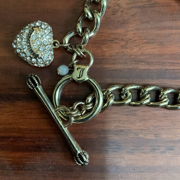 Juicy Couture gold tone rhinestone heart bracelet - Picture 3 of 4